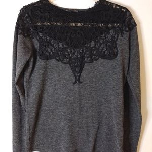 Zara Gray Sweater with Black Lace